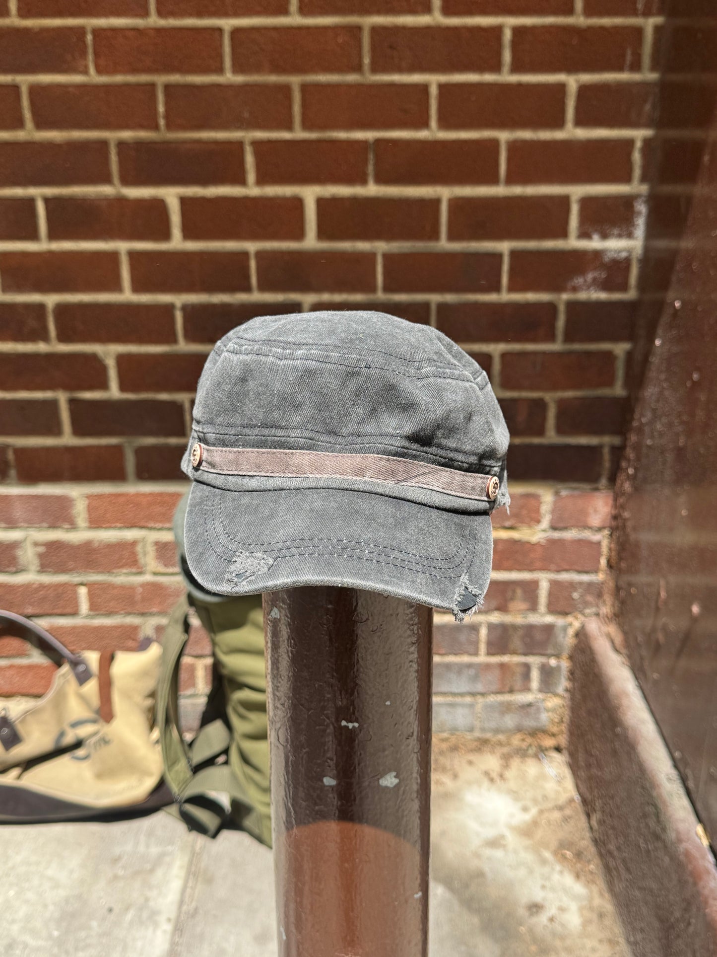 Faded Gray Military Style Cap